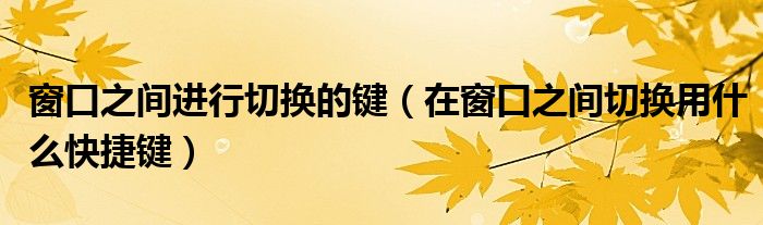 窗口之間進行切換的鍵（在窗口之間切換用什么快捷鍵）