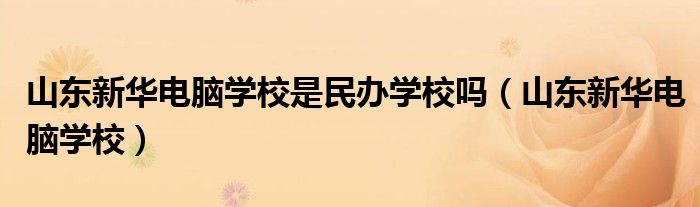 山東新華電腦學校是民辦學校嗎（山東新華電腦學校）