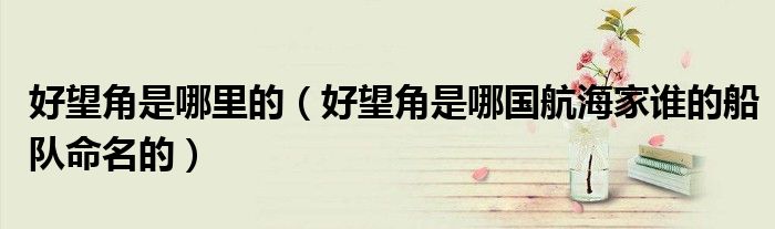 好望角是哪里的（好望角是哪國航海家誰的船隊命名的）