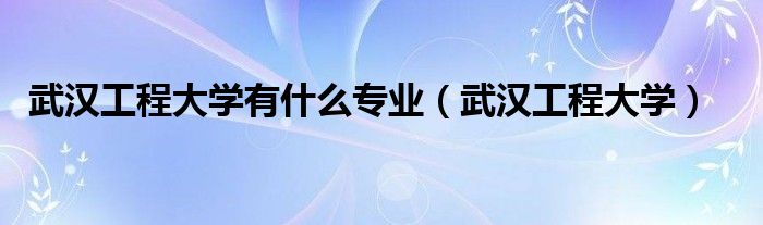 武漢工程大學(xué)有什么專業(yè)（武漢工程大學(xué)）