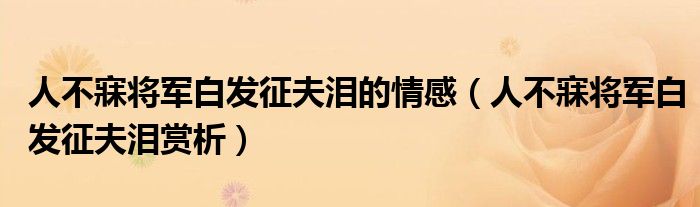 人不寐將軍白發(fā)征夫淚的情感（人不寐將軍白發(fā)征夫淚賞析）
