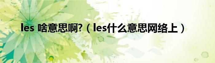 les 啥意思啊?（les什么意思網(wǎng)絡(luò)上）