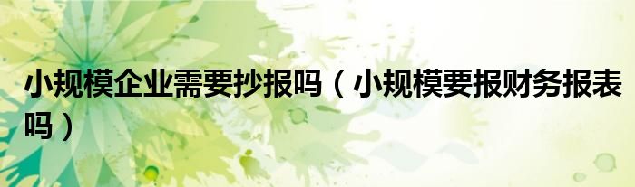 小規(guī)模企業(yè)需要抄報嗎（小規(guī)模要報財務(wù)報表嗎）