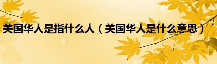 美國華人是指什么人（美國華人是什么意思）