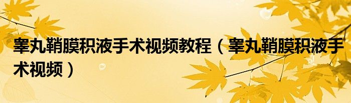 睪丸鞘膜積液手術(shù)視頻教程（睪丸鞘膜積液手術(shù)視頻）