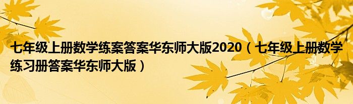 七年級(jí)上冊(cè)數(shù)學(xué)練案答案華東師大版2020（七年級(jí)上冊(cè)數(shù)學(xué)練習(xí)冊(cè)答案華東師大版）
