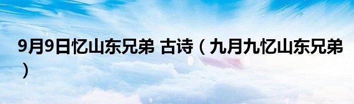 9月9日憶山東兄弟 古詩(shī)（九月九憶山東兄弟）
