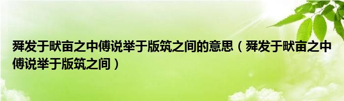 舜發(fā)于畎畝之中傅說舉于版筑之間的意思（舜發(fā)于畎畝之中傅說舉于版筑之間）