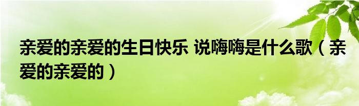 親愛(ài)的親愛(ài)的生日快樂(lè) 說(shuō)嗨嗨是什么歌（親愛(ài)的親愛(ài)的）