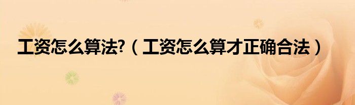 工資怎么算法?（工資怎么算才正確合法）