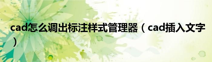 cad怎么調(diào)出標注樣式管理器（cad插入文字）