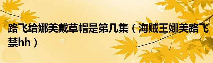路飛給娜美戴草帽是第幾集（海賊王娜美路飛禁hh）
