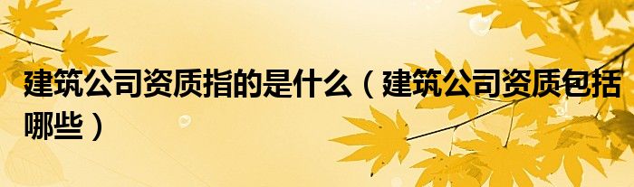 建筑公司資質(zhì)指的是什么（建筑公司資質(zhì)包括哪些）