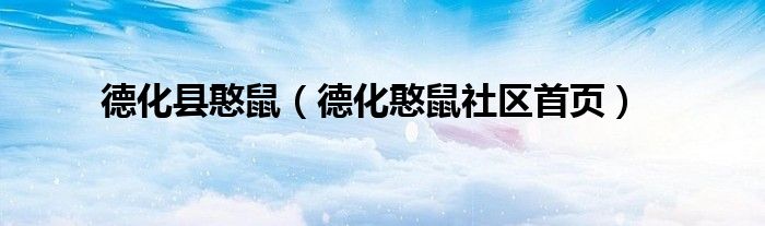 德化縣憨鼠（德化憨鼠社區(qū)首頁(yè)）