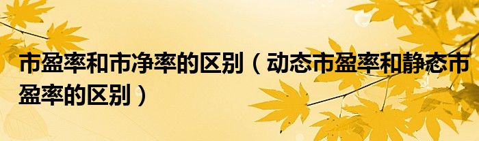 市盈率和市凈率的區(qū)別（動態(tài)市盈率和靜態(tài)市盈率的區(qū)別）