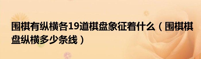 圍棋有縱橫各19道棋盤象征著什么（圍棋棋盤縱橫多少條線）