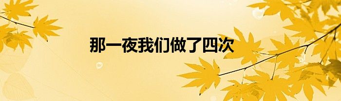 那一夜我們做了四次