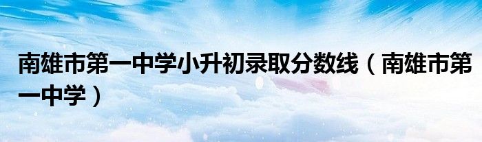 南雄市第一中學(xué)小升初錄取分?jǐn)?shù)線（南雄市第一中學(xué)）