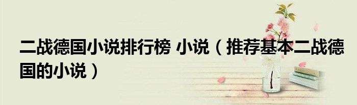 二戰(zhàn)德國(guó)小說排行榜 小說（推薦基本二戰(zhàn)德國(guó)的小說）