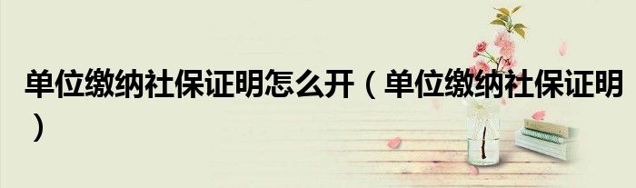 單位繳納社保證明怎么開（單位繳納社保證明）