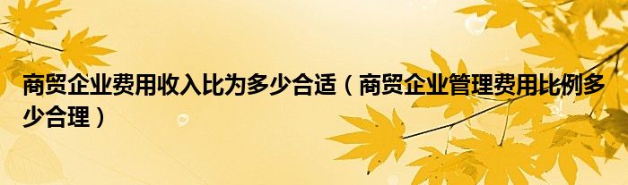 商貿(mào)企業(yè)費(fèi)用收入比為多少合適（商貿(mào)企業(yè)管理費(fèi)用比例多少合理）