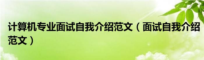 計算機專業(yè)面試自我介紹范文（面試自我介紹范文）