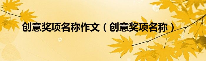 創(chuàng)意獎項名稱作文（創(chuàng)意獎項名稱）