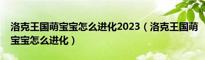 洛克王國萌寶寶怎么進(jìn)化2023（洛克王國萌寶寶怎么進(jìn)化）