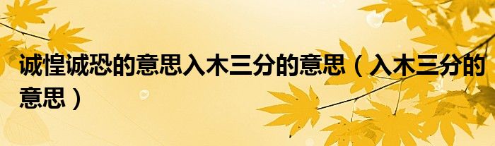 誠惶誠恐的意思入木三分的意思（入木三分的意思）