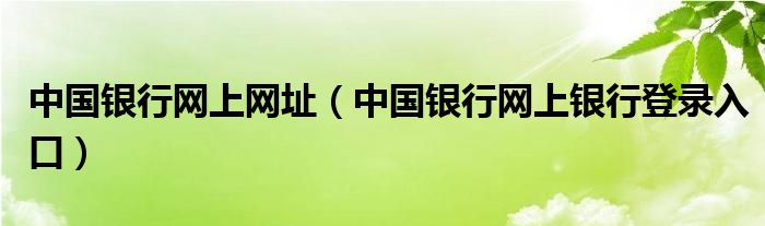 中國銀行網(wǎng)上網(wǎng)址（中國銀行網(wǎng)上銀行登錄入口）