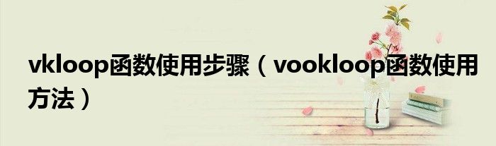 vkloop函數(shù)使用步驟（vookloop函數(shù)使用方法）