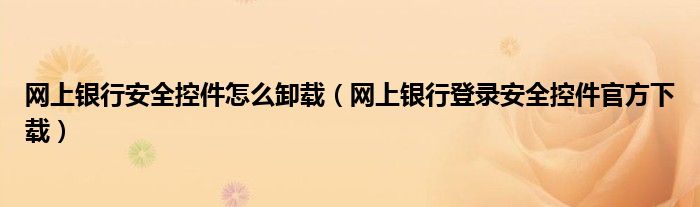 網(wǎng)上銀行安全控件怎么卸載（網(wǎng)上銀行登錄安全控件官方下載）