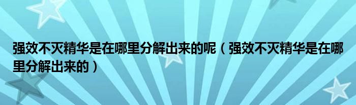 強效不滅精華是在哪里分解出來的呢（強效不滅精華是在哪里分解出來的）
