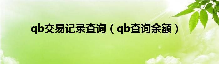 qb交易記錄查詢（qb查詢余額）