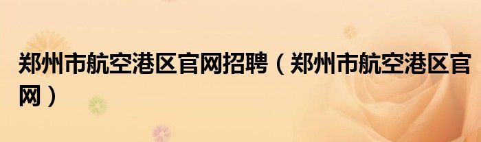 鄭州市航空港區(qū)官網(wǎng)招聘（鄭州市航空港區(qū)官網(wǎng)）