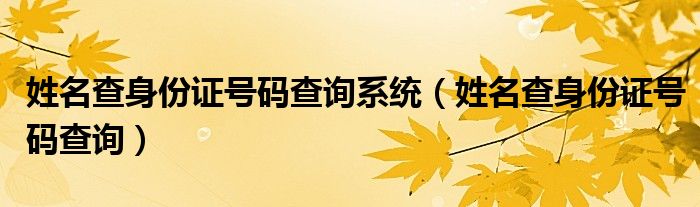 姓名查身份證號碼查詢系統(tǒng)（姓名查身份證號碼查詢）