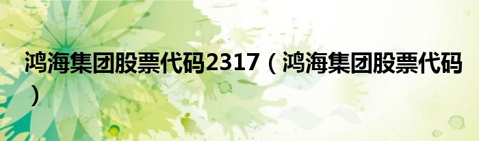 鴻海集團股票代碼2317（鴻海集團股票代碼）