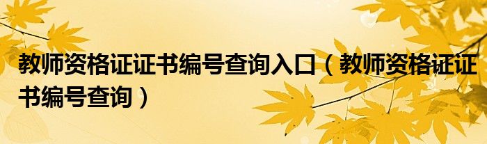 教師資格證證書編號查詢?nèi)肟冢ń處熧Y格證證書編號查詢）