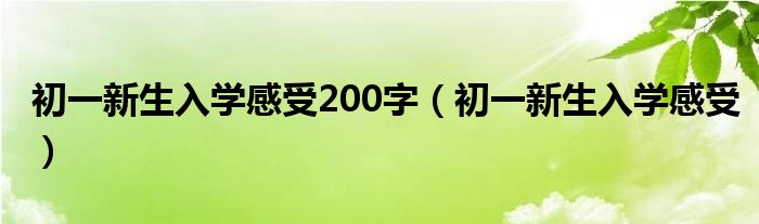 初一新生入學感受200字（初一新生入學感受）