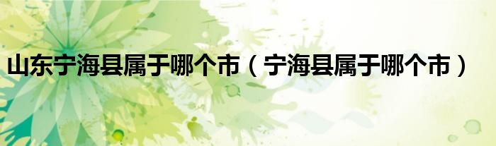 山東寧海縣屬于哪個市（寧?？h屬于哪個市）