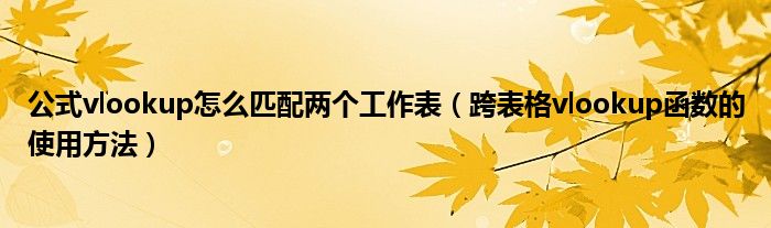 公式vlookup怎么匹配兩個工作表（跨表格vlookup函數(shù)的使用方法）