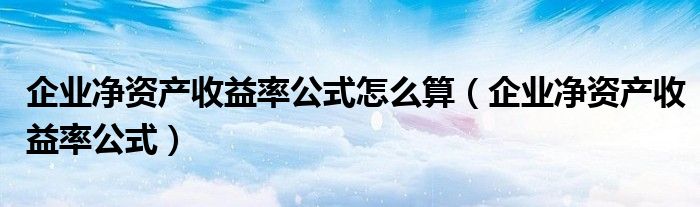 企業(yè)凈資產(chǎn)收益率公式怎么算（企業(yè)凈資產(chǎn)收益率公式）