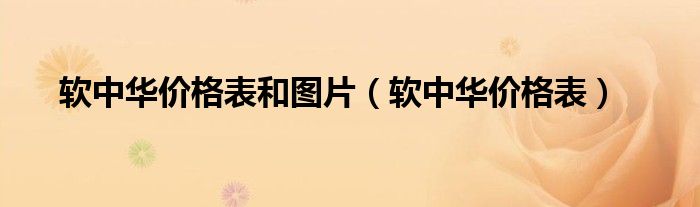 軟中華價格表和圖片（軟中華價格表）