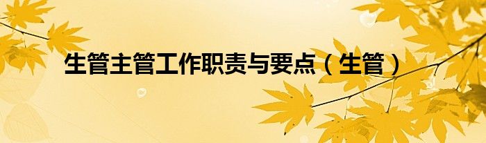 生管主管工作職責與要點（生管）