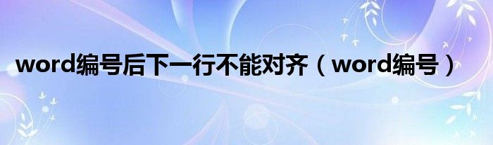 word編號后下一行不能對齊（word編號）