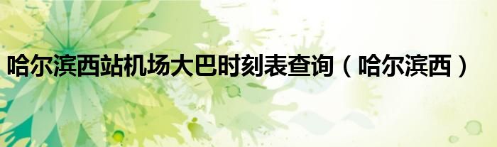 哈爾濱西站機(jī)場(chǎng)大巴時(shí)刻表查詢（哈爾濱西）