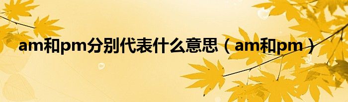 am和pm分別代表什么意思（am和pm）