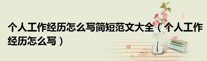 個(gè)人工作經(jīng)歷怎么寫簡短范文大全（個(gè)人工作經(jīng)歷怎么寫）