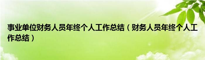 事業(yè)單位財(cái)務(wù)人員年終個人工作總結(jié)（財(cái)務(wù)人員年終個人工作總結(jié)）