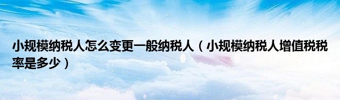 小規(guī)模納稅人怎么變更一般納稅人（小規(guī)模納稅人增值稅稅率是多少）